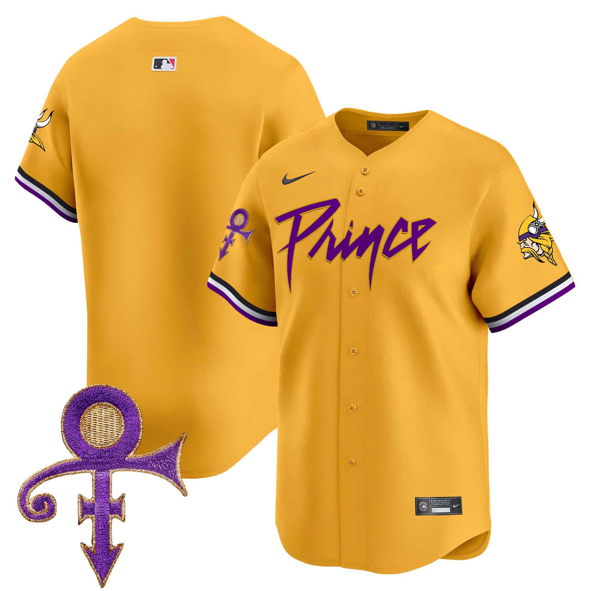 Men Minnesota Vikings Blank Yellow 2024 Nike Prince Patch Vapor Premier Limited NFL Jersey style 1